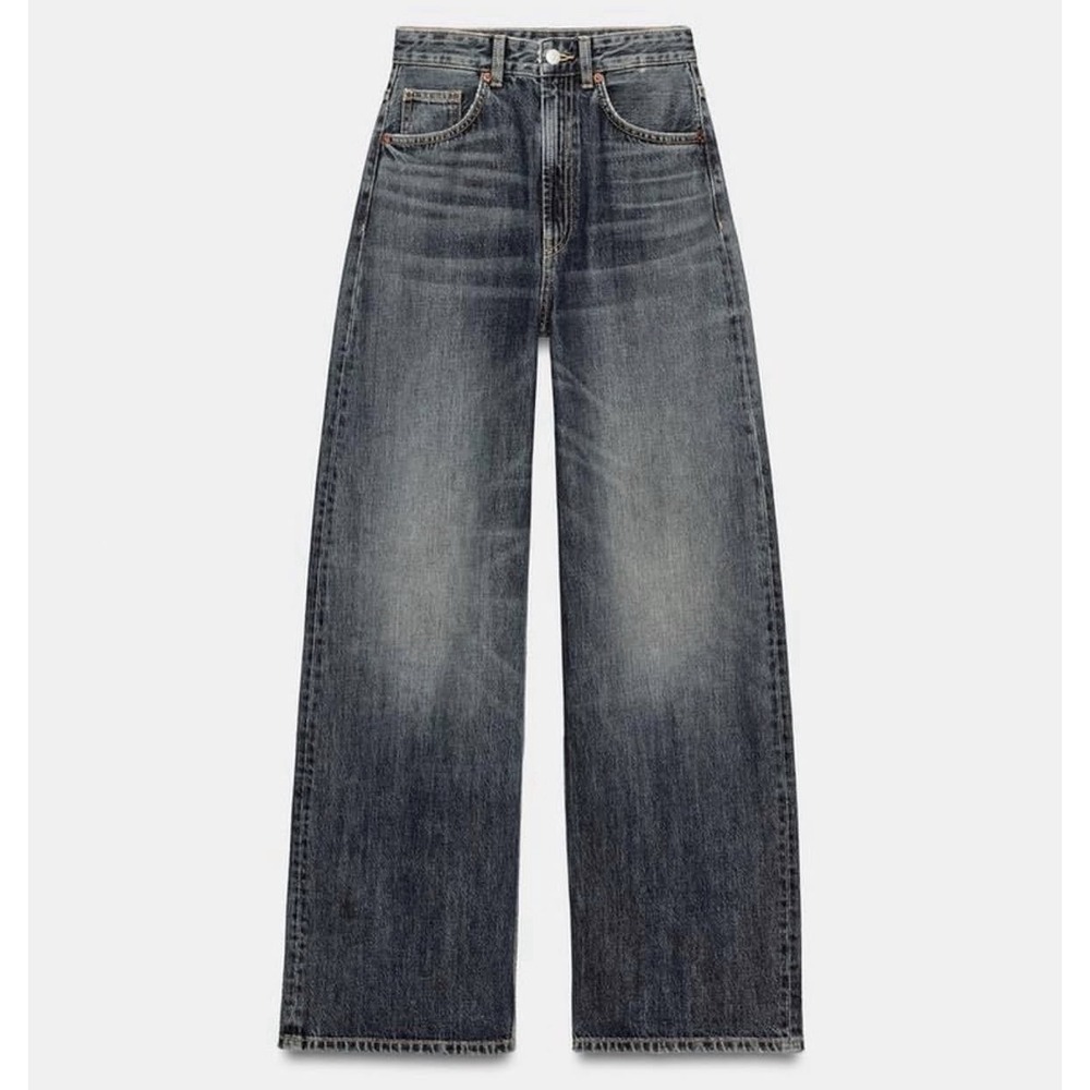 NWT Zara TRF EXTRA WIDE LEG HIGH-WAIST JEANS Size 12 32" Inseam Baggy Loose Y2K